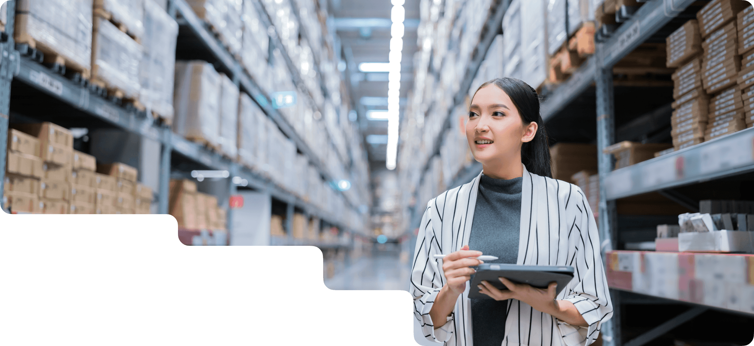 woman in a warehouse